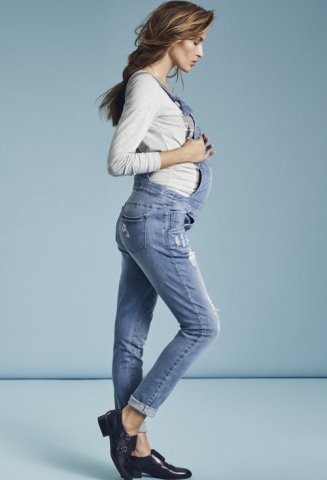 Mama Licious skinny zwangerschapsoverall Christel, light blue denim