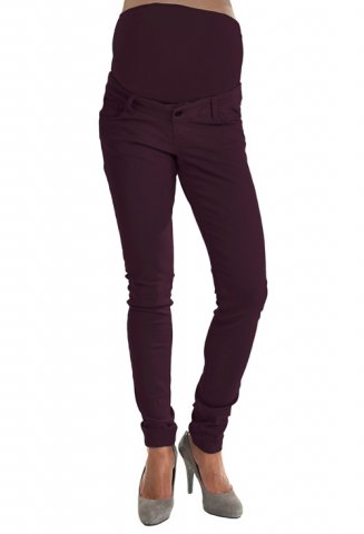 Queen Mum Slimfit zwangerschapsjeans, aubergine