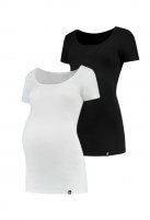 Zwangerschaps T-shirts, black & white, duopack