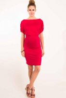 Fragile Gathered T-Dress, fuchsia