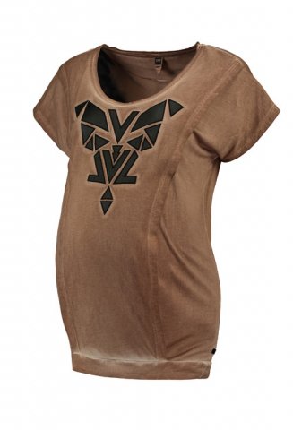 Love2wait zwangerschaps- en borstvoedings T-shirt Rusty, brown