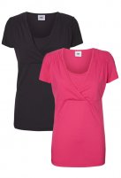 Mama Licious 2-pack borstvoeding T-shirts Sofia, black/pink