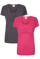Mama Licious 2-pack borstvoeding T-shirts Sofia, grey/pink