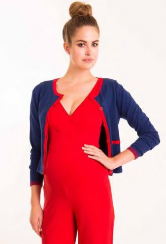 Fragile Contrast Cardigan, blue/red