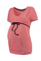 Love2wait zwangerschaps- en borstvoedings T-shirt Striped, red white