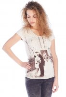 Queen Mum zwangerschapss T-shirt Print, sand