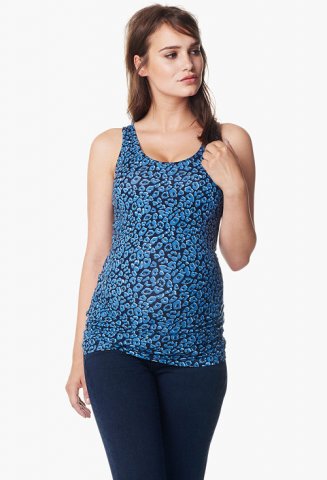 Noppies zwangerschapstanktop long Hannah print, dark blue