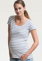 Boob borstvoeding T-shirt Simone, stripe off white / aqua