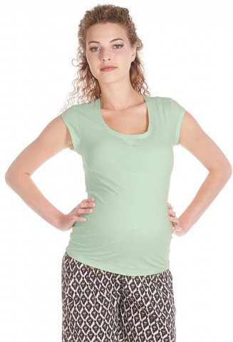 Queen Mum zwangerschapss T-shirt cotton slub, green